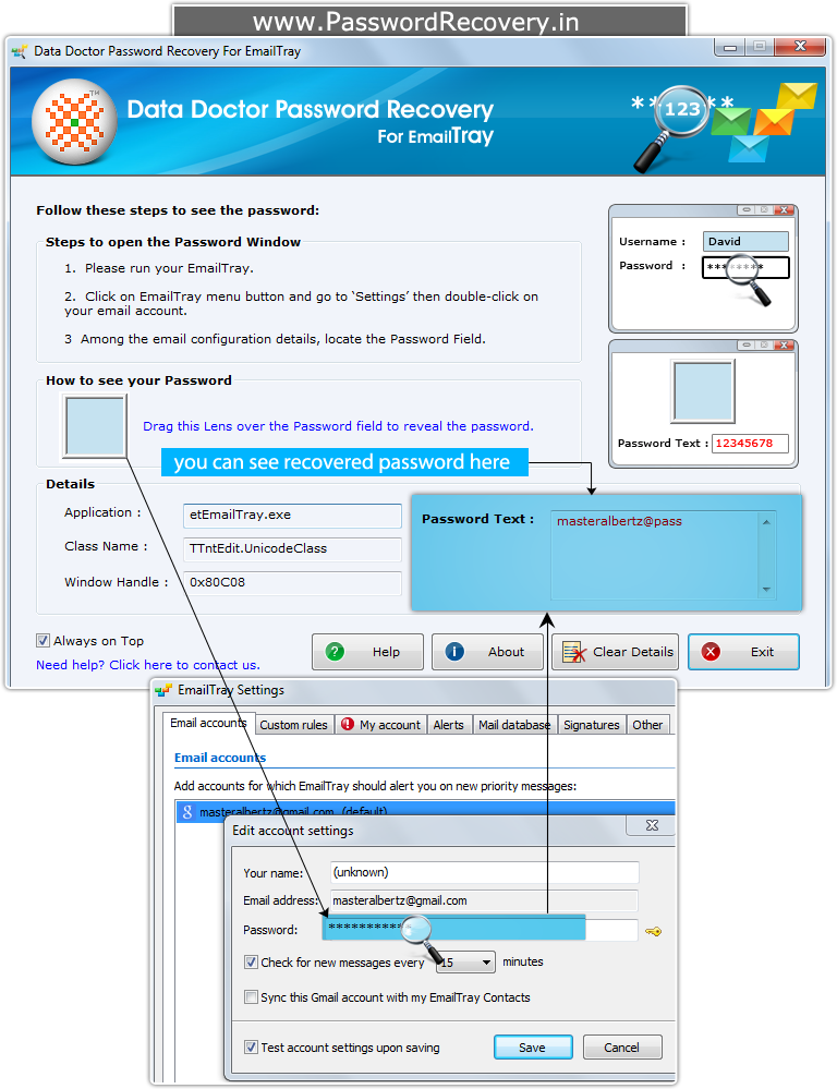 Password Recovery For EmailTray